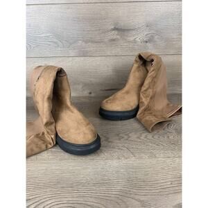 Women's Over The Knee Boots Side Zip Tan Size 7 - New Open Box